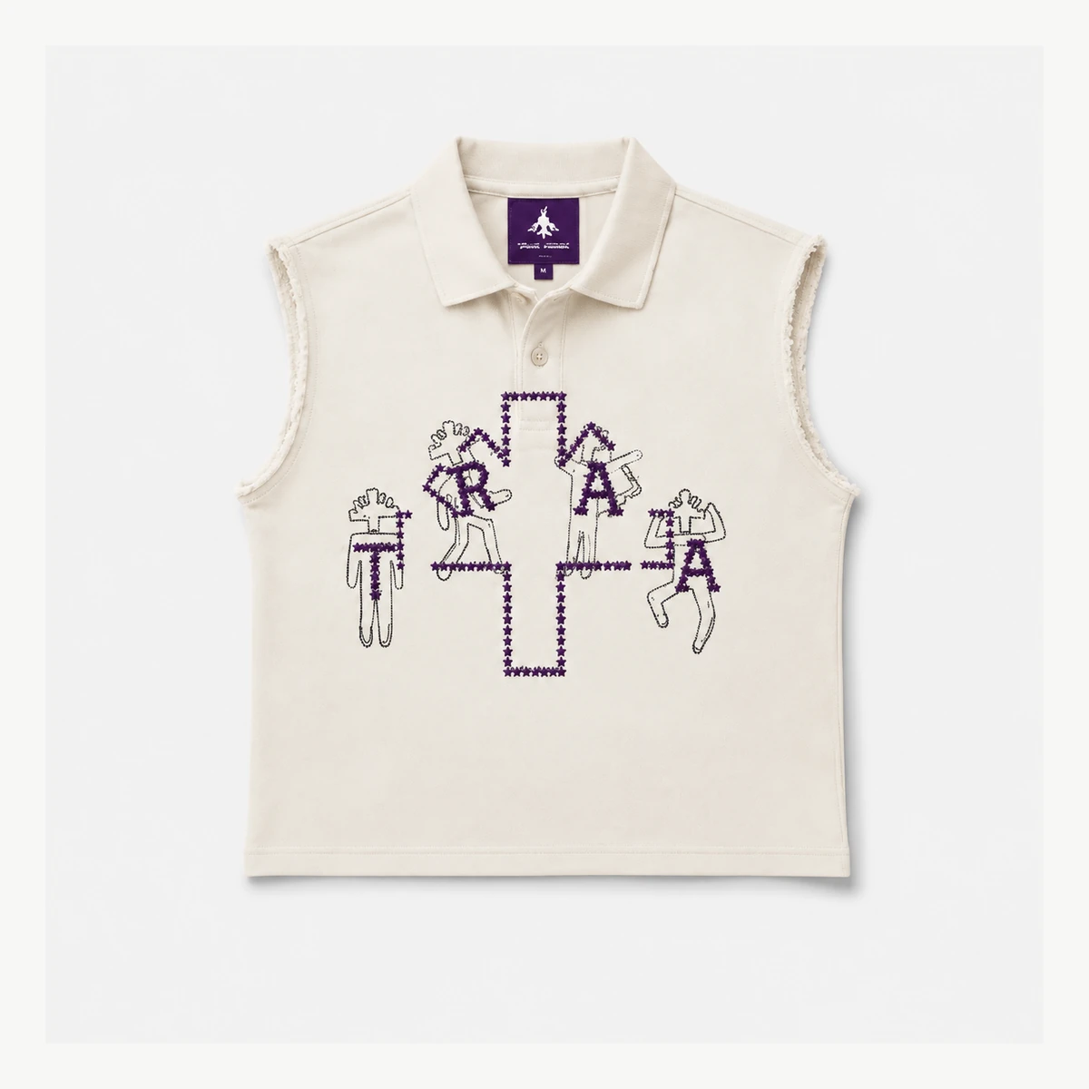 Traa Sleeveless Polo — Cream / Purple