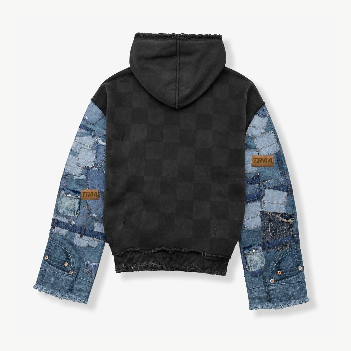 TRA4 Patchwork Hoodie — Black — alternate view