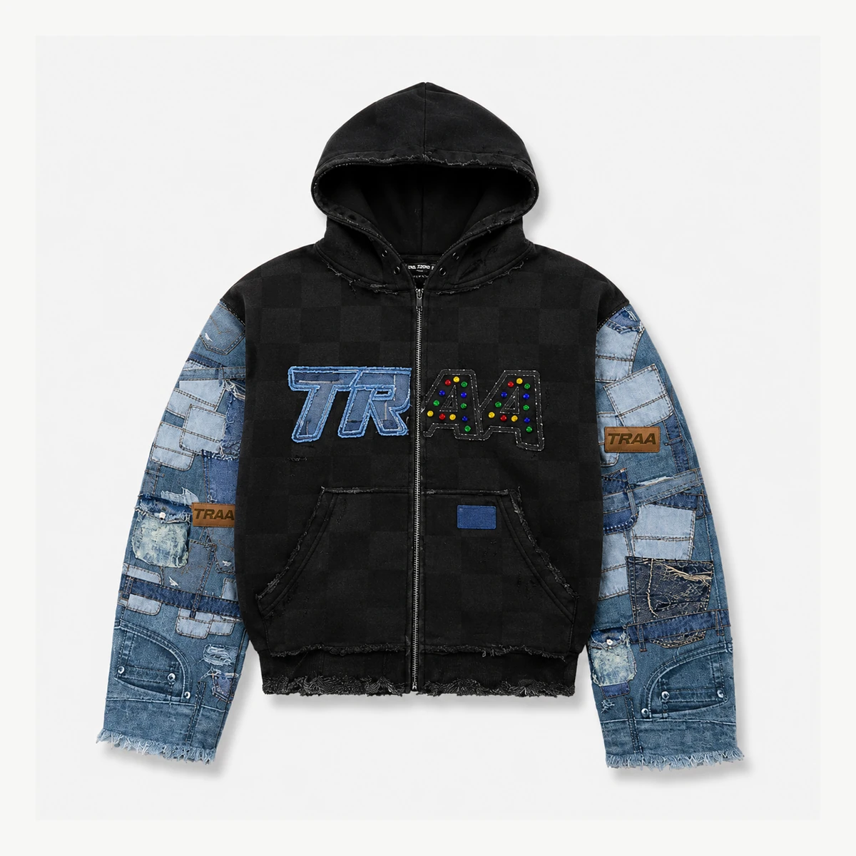 TRA4 Patchwork Hoodie — Black