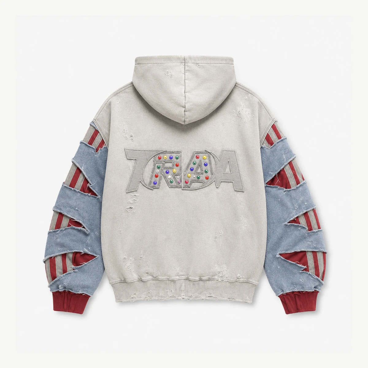 TRAA Patchwork Hoodie — Ivory — alternate view